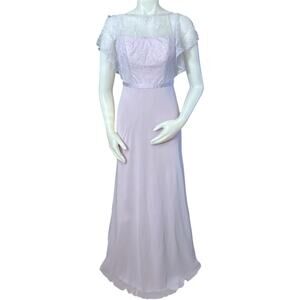 Wonder by Jenny Packham Romantic Lavender Long Evening Gown Lace neck Size 0